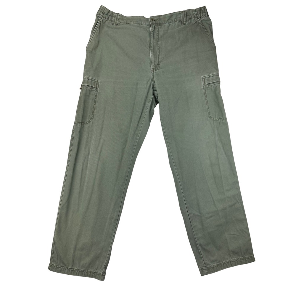 L.L. Bean Cargo Pants Mens 40x32 Straight 40 Green Utility Cotton Twill Trousers